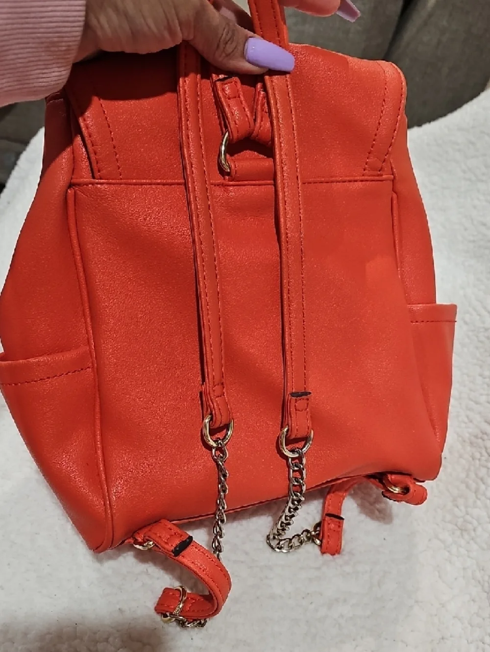Juicy Couture Orange Mini Backpack with Gold Turn-Lock Detail